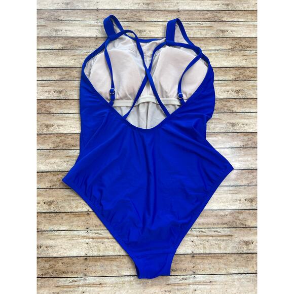 Women's High Neck Medium Coverage One Piece Swimsuit - Kona Sol Blue XL - Picture 4 of 10